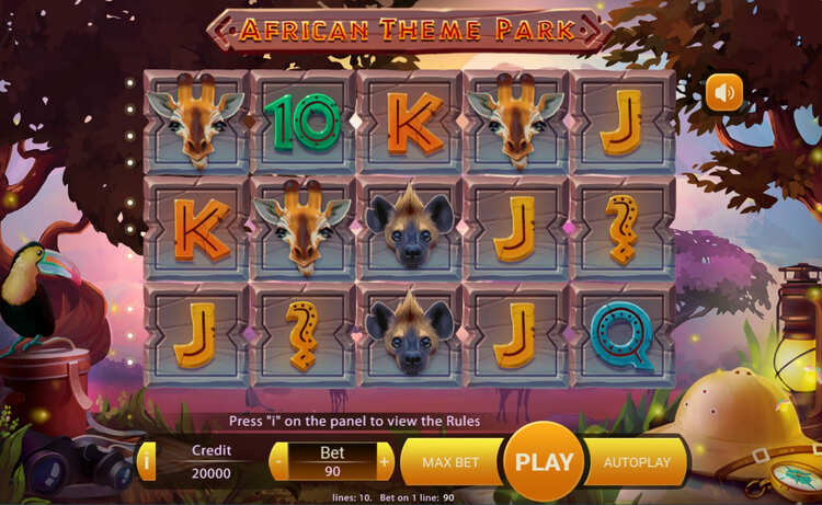 Slot machine African Theme Park (अफ्रीकी थीम पार्क)