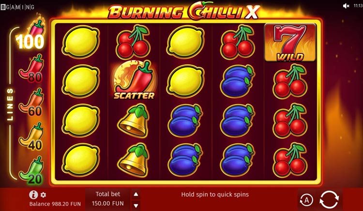 Slot machine Burning Chilli X (जलती मिर्च X)