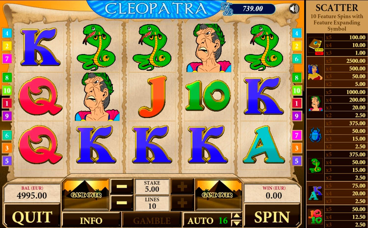 Slot machine Cleopatra (क्लियोपेट्रा )