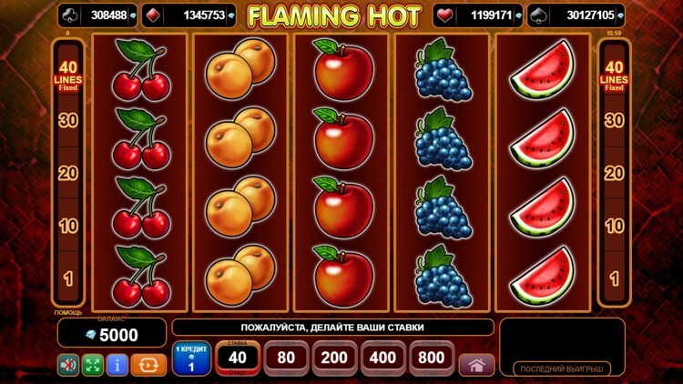 Slot machine Flaming Hot (जलता गर्म)