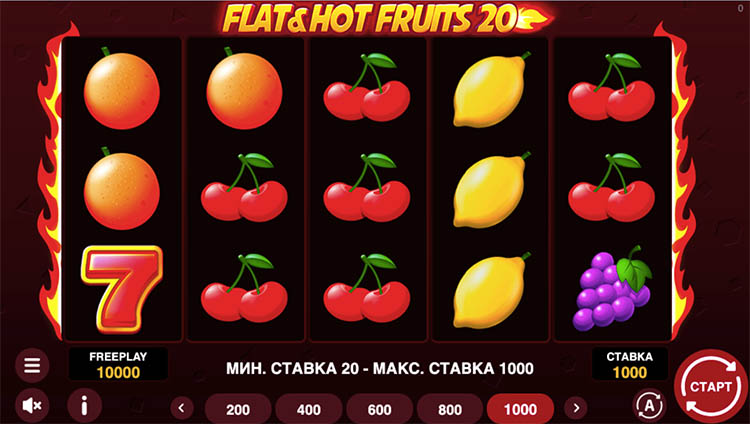 Slot machine Flat & Hot Fruits 20 (फ्लैट और गर्म फल 20)