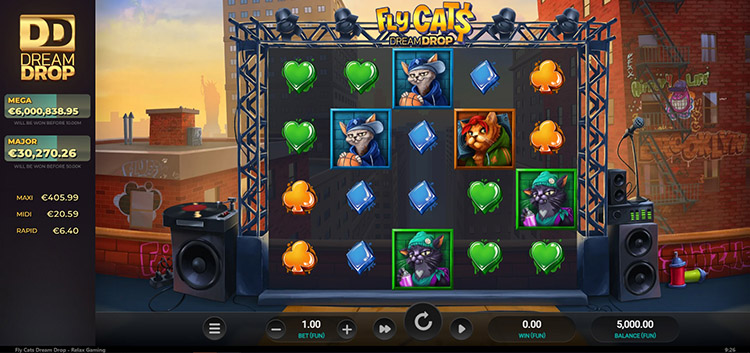 Slot machine Fly Cats Dream Drop (फ्लाई कैट्स ड्रीम ड्रॉप)