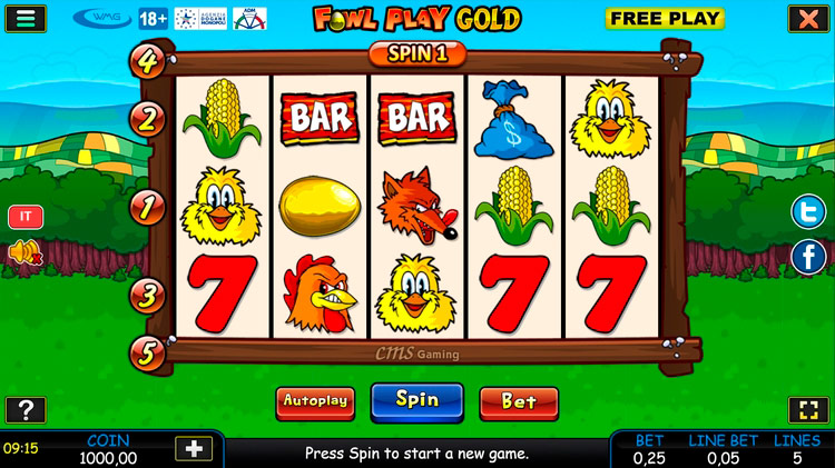Slot machine Fowl Play Gold (मुर्गी खेल सोना)