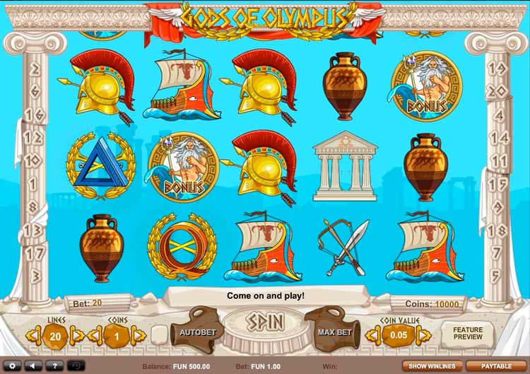 Slot machine Gods of Olympus (ओलंपस के देवता)