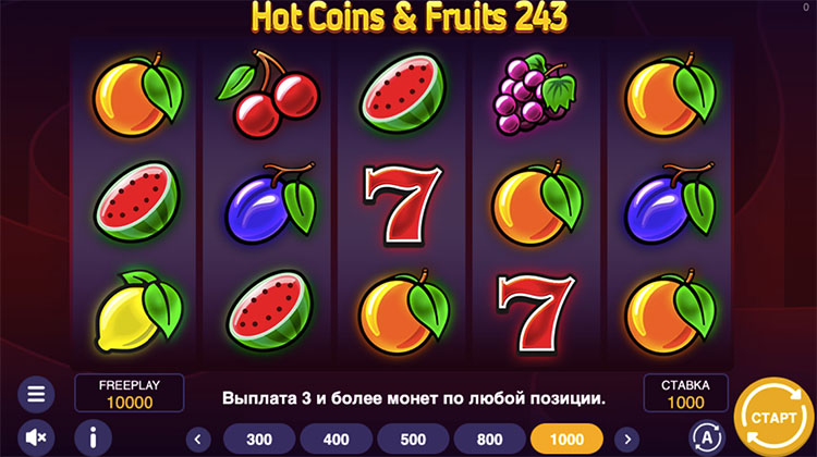 Slot machine Hot Coins & Fruits 243 (गर्म सिक्के और फल 243)