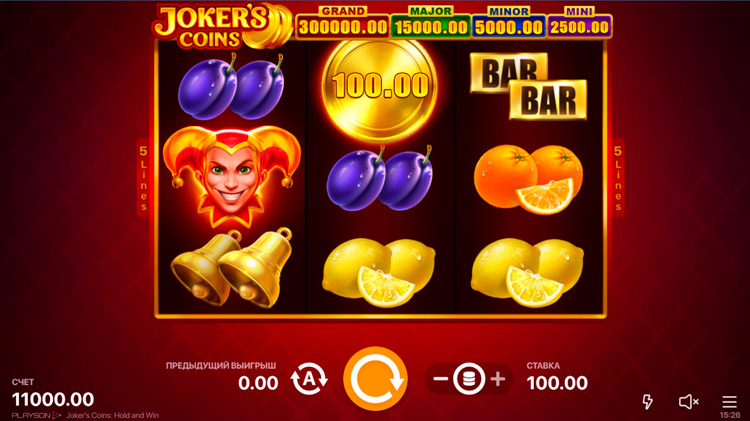 Slot machine Joker's Coins: Hold and Win (जोकर के सिक्के: पकड़ो और जीतों)