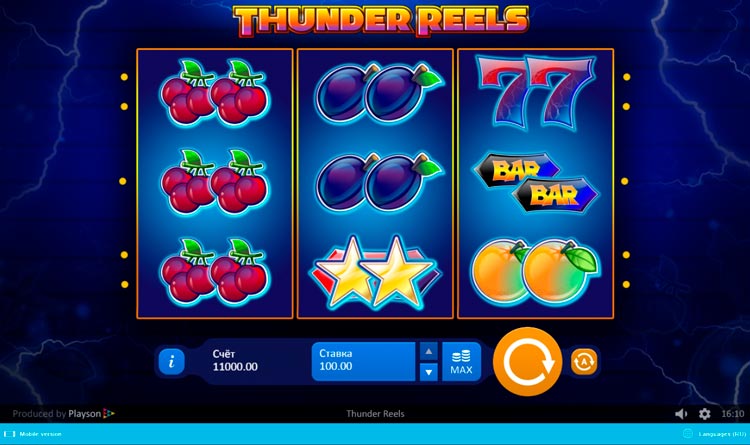 Slot machine Thunder Reels (थंडर रील्स)